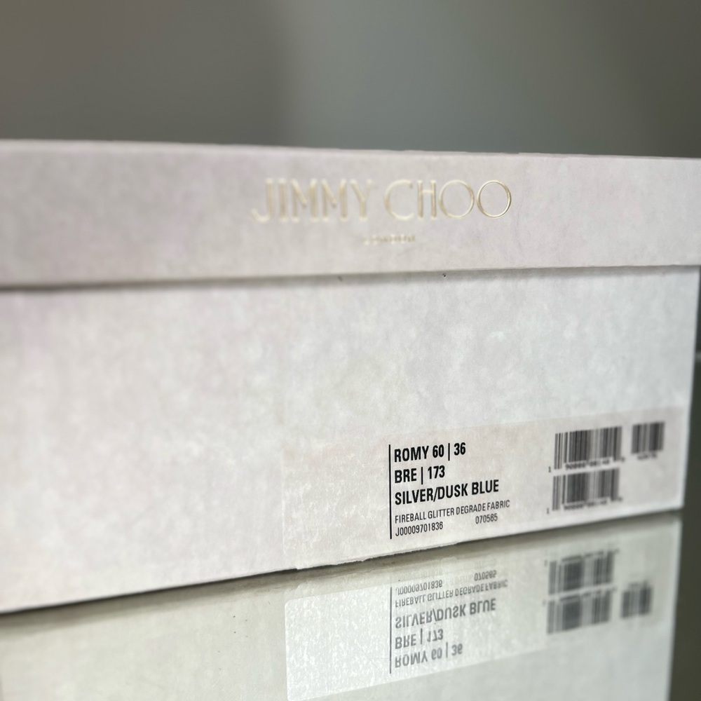 EUC JIMMY CHOO Romy 60 silver blue glitter pumps 36 $750 - Picture 13 of 13